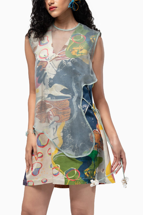 Milo Short Dress with Organza Bib