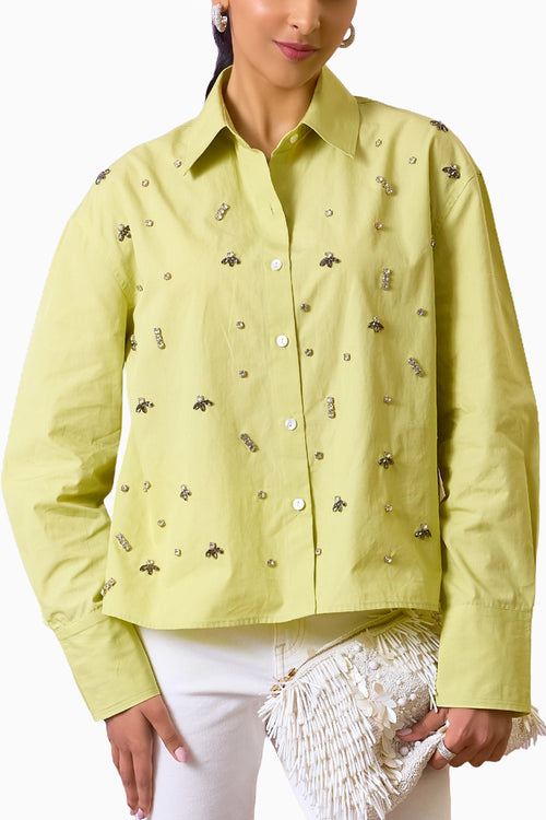 Sparkle Green Embellished Shirt