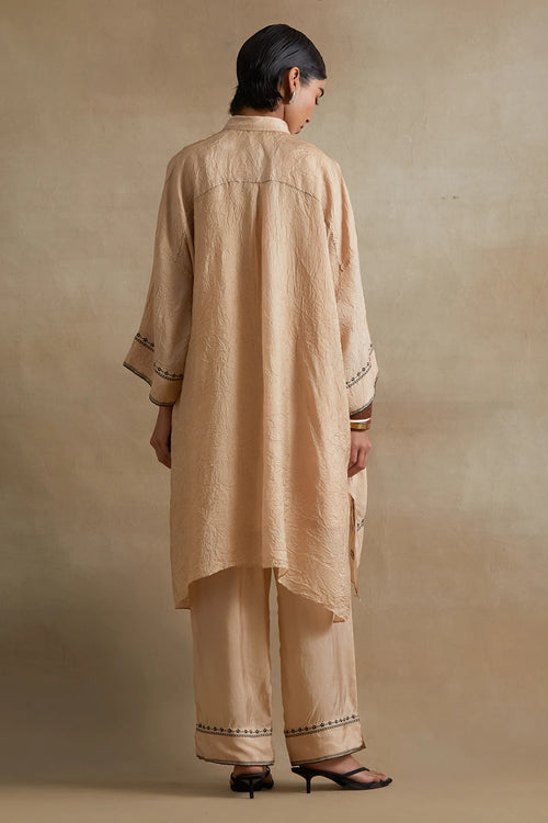 Thread Embroidered Silk Clay Kurta Set