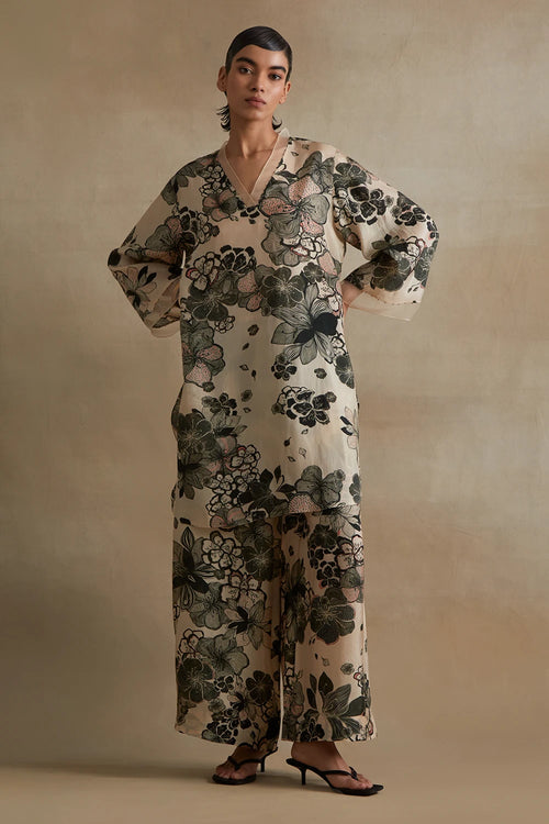 Clay Organza Detailed Silk Co-ord Set