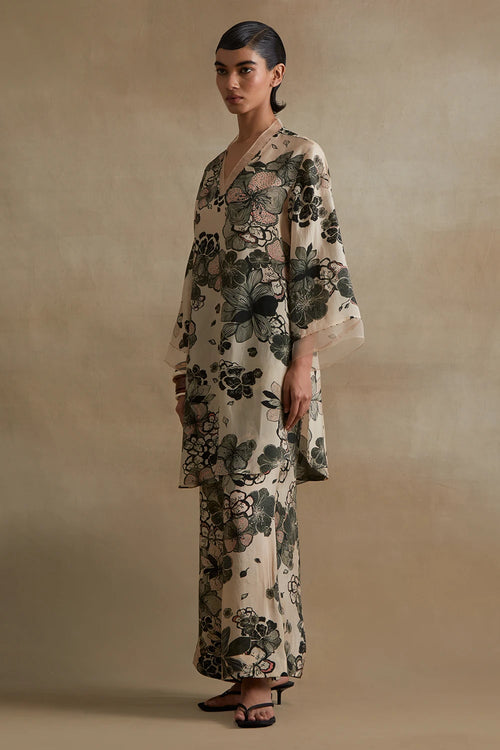 Clay Organza Detailed Silk Co-ord Set
