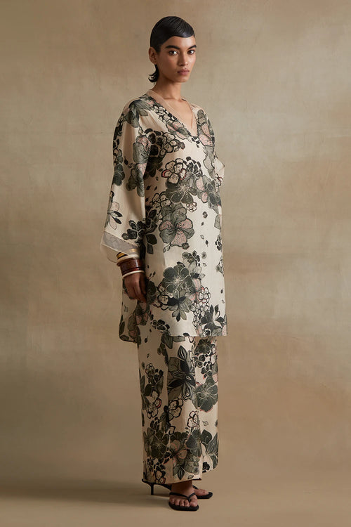 Clay Organza Detailed Silk Co-ord Set
