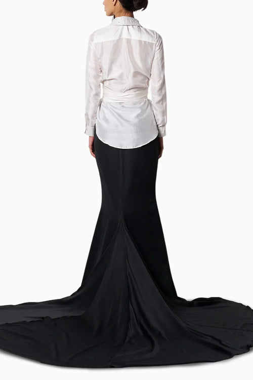 Lee Kim White Shirt With Anaya Black Skirt & Pop Tie