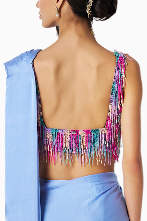 Rainbow Bead Fringe Blouse
