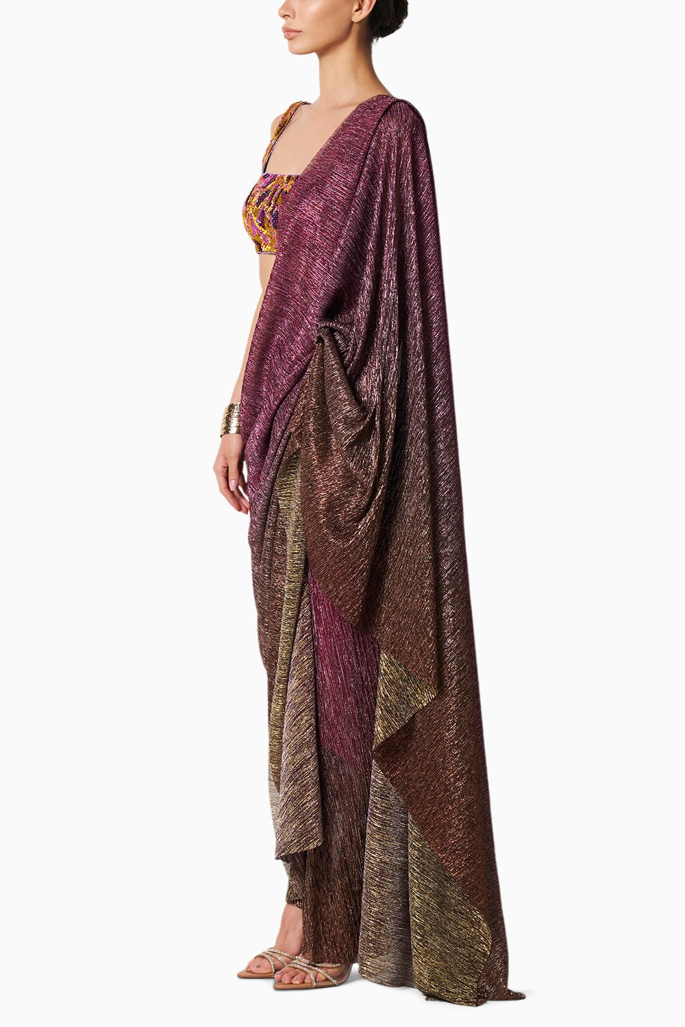 Sunset Shimmer Ombre Net Sari