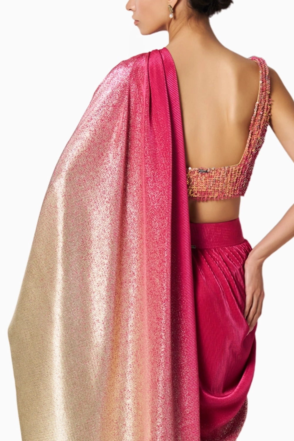 Tia Gold With Fuschia Blouse