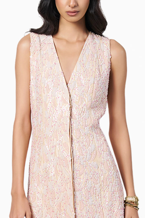 River Peach Jacket With Sharara Peach Pants