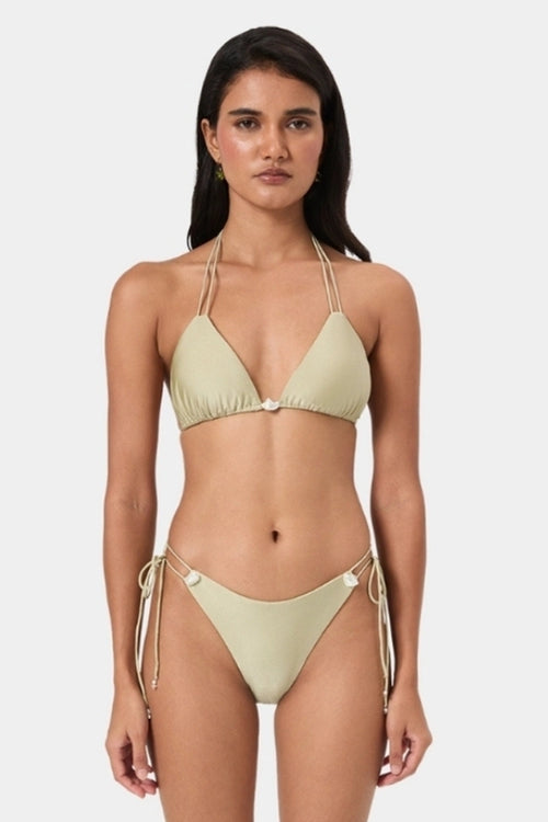 Pistachio Cream Pearl Bikini Top