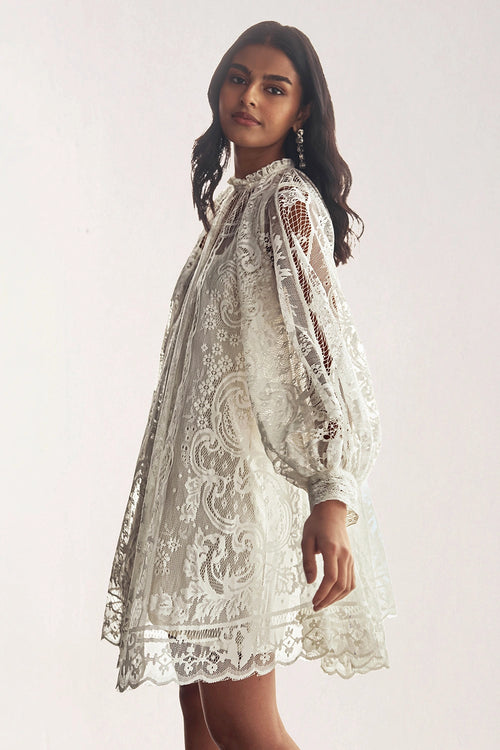 Lace A-Line Mini Dress