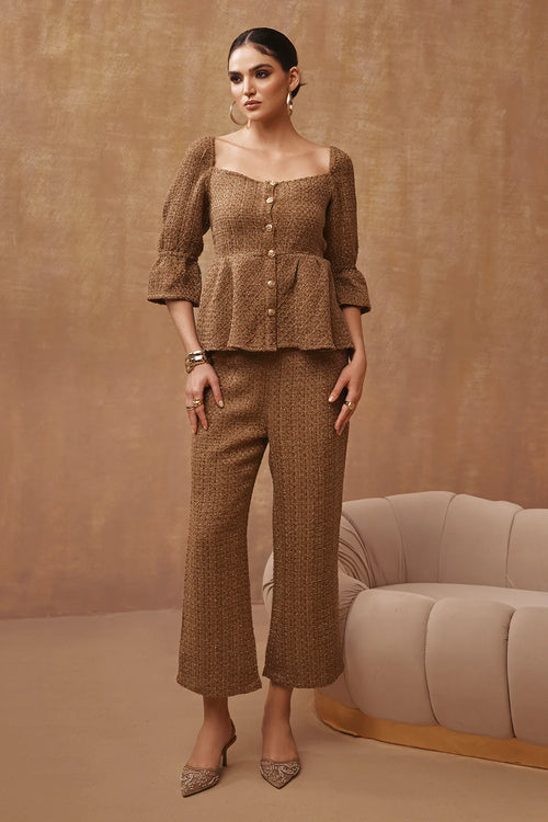 Gold Metallic Tweed Co-ord Set