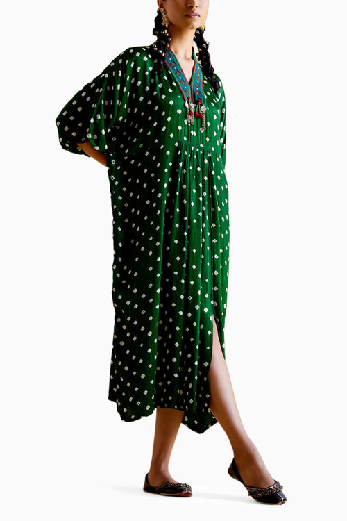 Devadarsana Green Handcrafted Kaftan
