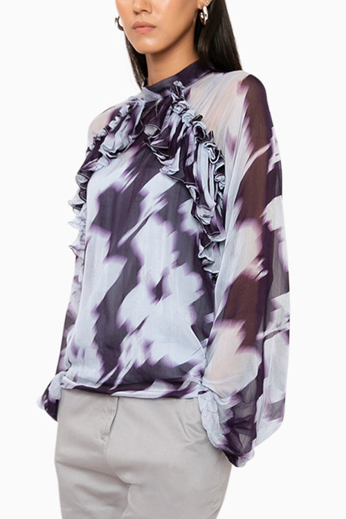 Juniper Blue Abstract Print Top