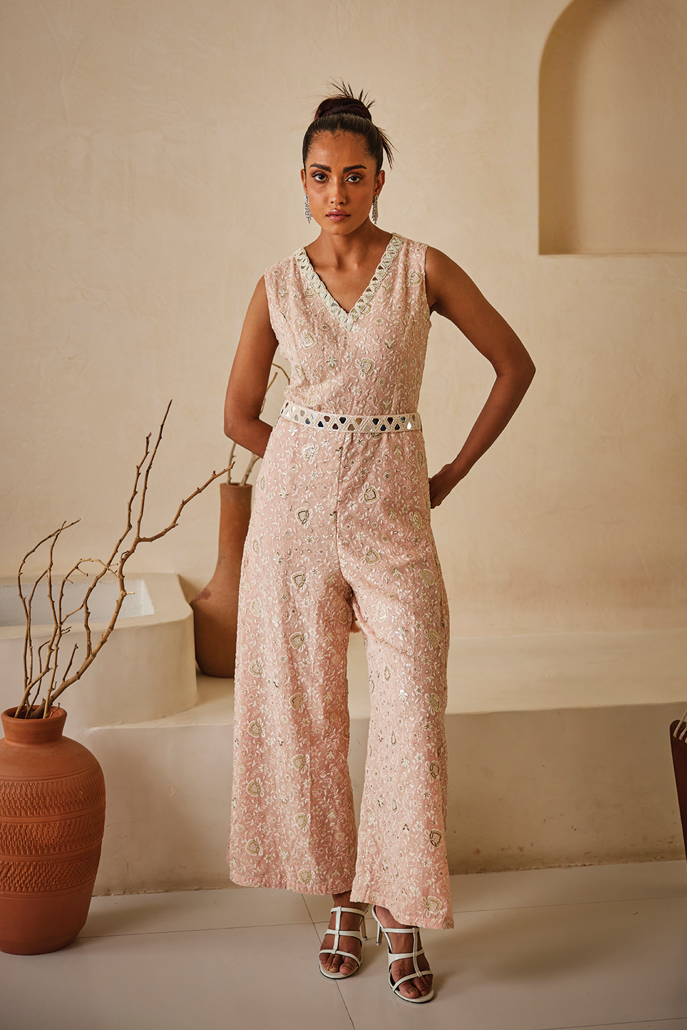 Blush Pink Chikankari Jump Suit