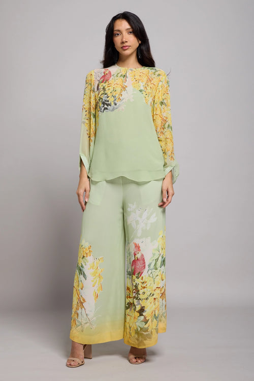 Green And Yellow Printed Co-ord Set