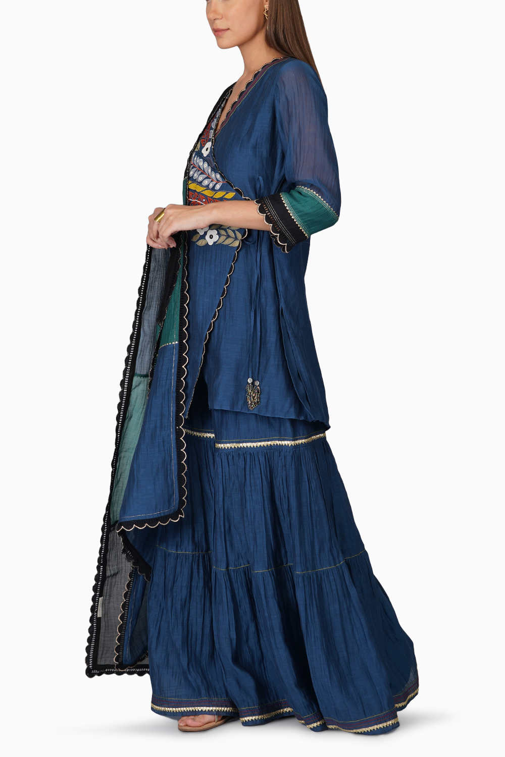 Applique Wrap Kurta And Garara Set