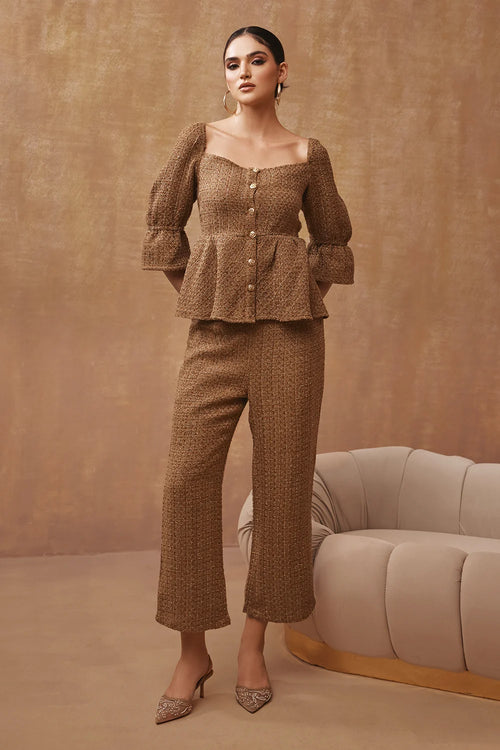 Gold Metallic Tweed Co-ord Set