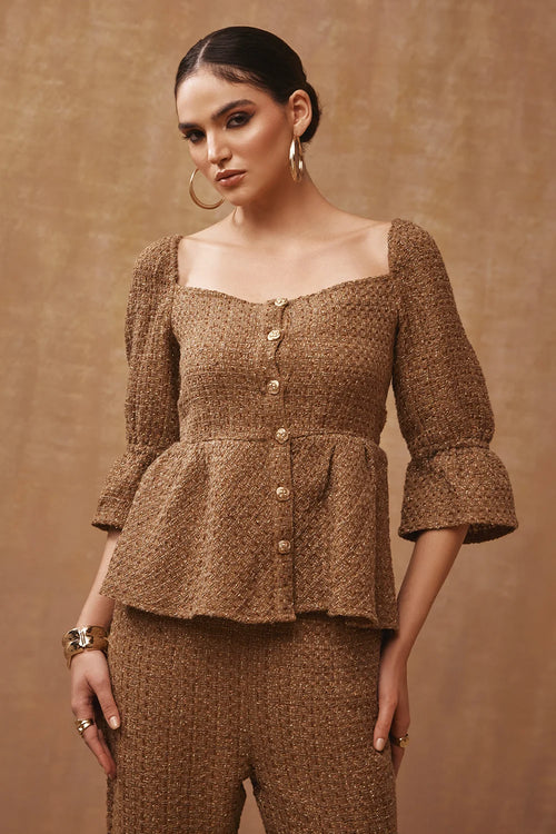 Gold Metallic Tweed Co-ord Set