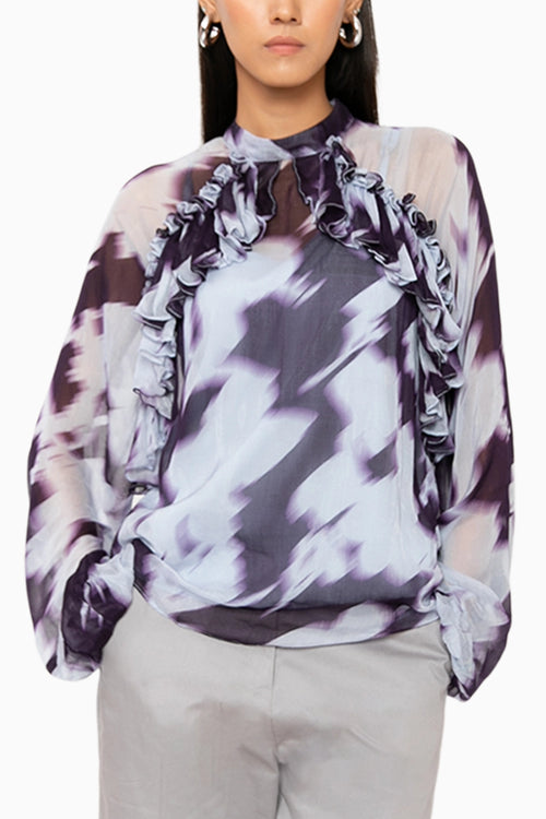 Juniper Blue Abstract Print Top