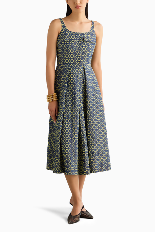 Lime Schiffli Denim Dress