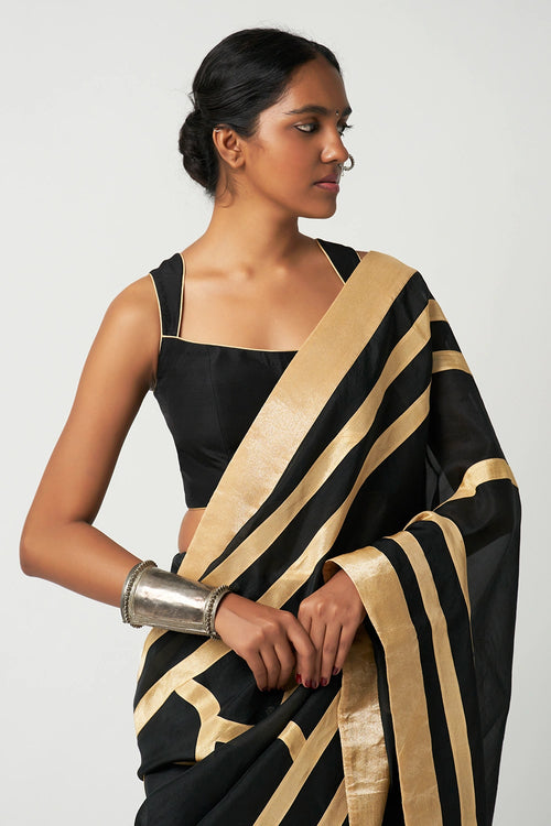 Surma Mehrabiya Applique Silk Saree Set