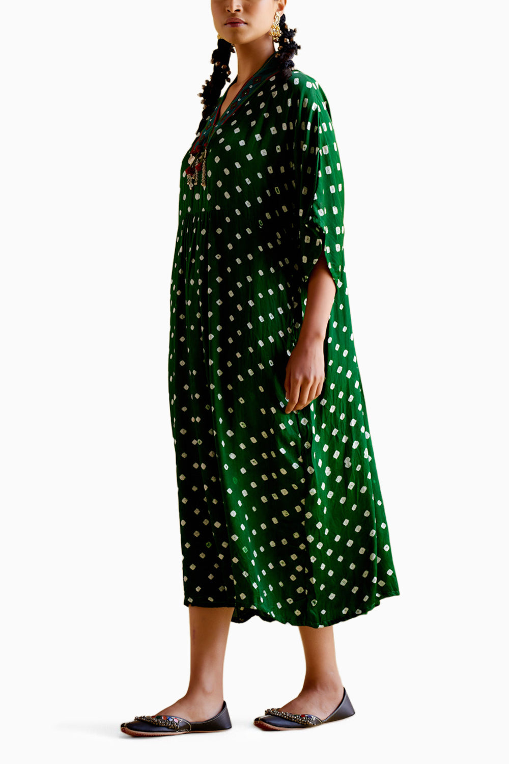 Devadarsana Green Handcrafted Kaftan