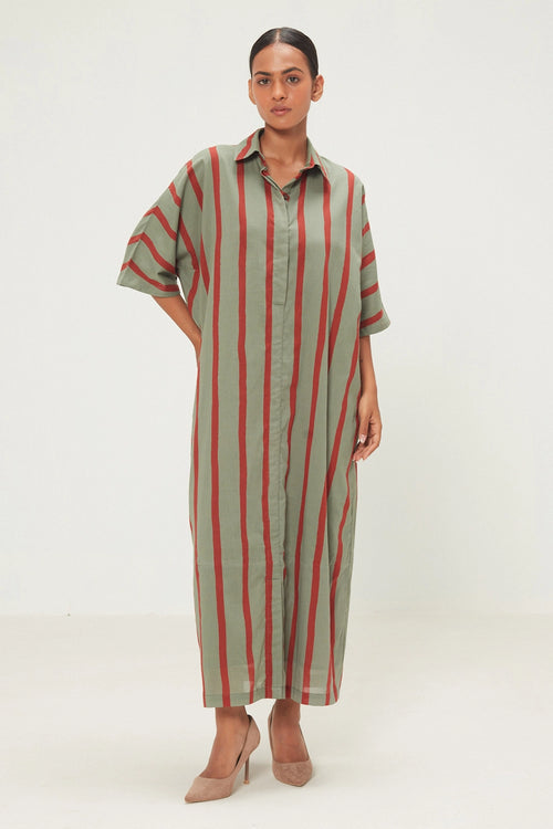 Sage Green Parallel Shirt Dress