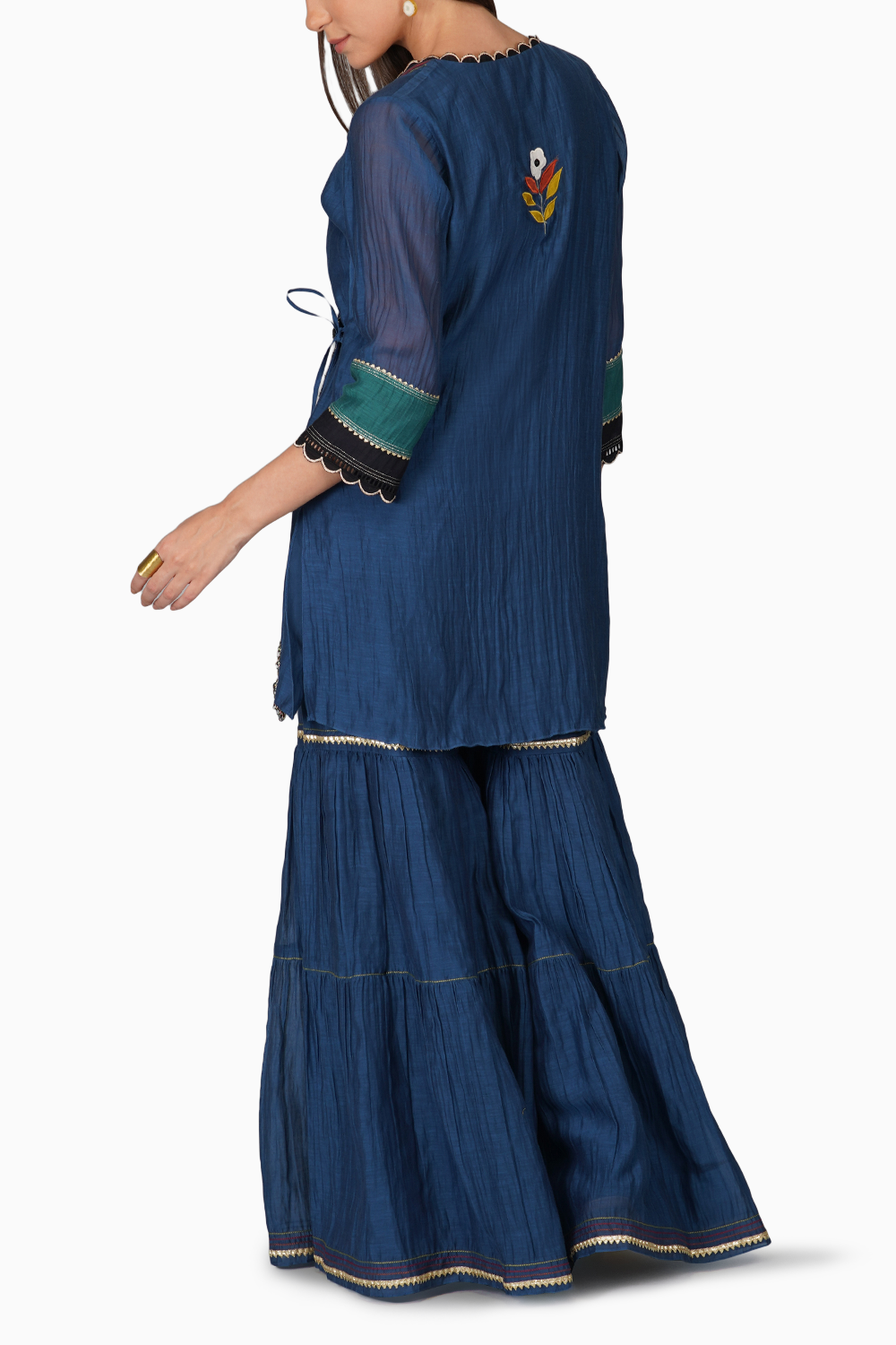 Applique Wrap Kurta And Garara Set