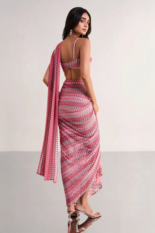 Crochet Knit Sari Drape Skirt