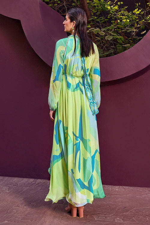 Green Abstract Geo Dress
