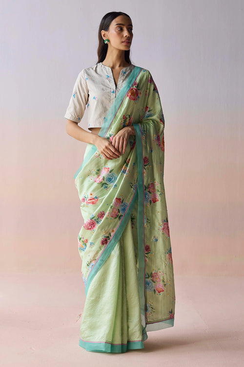 Kindred Petals Green Saree