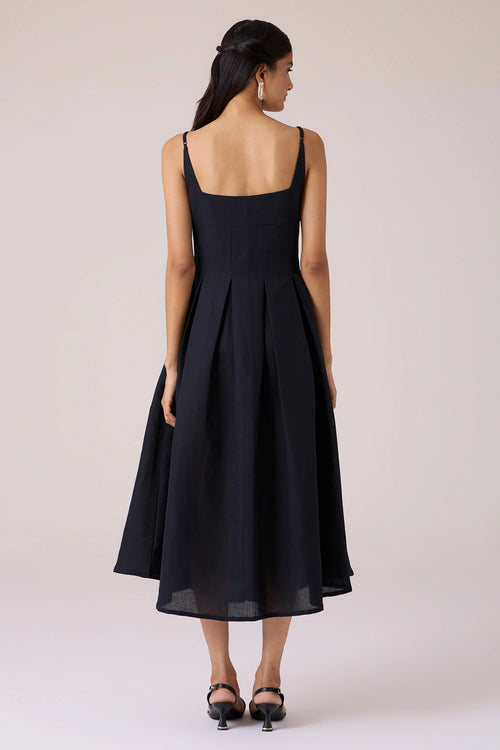 Eos Black Midi Dress