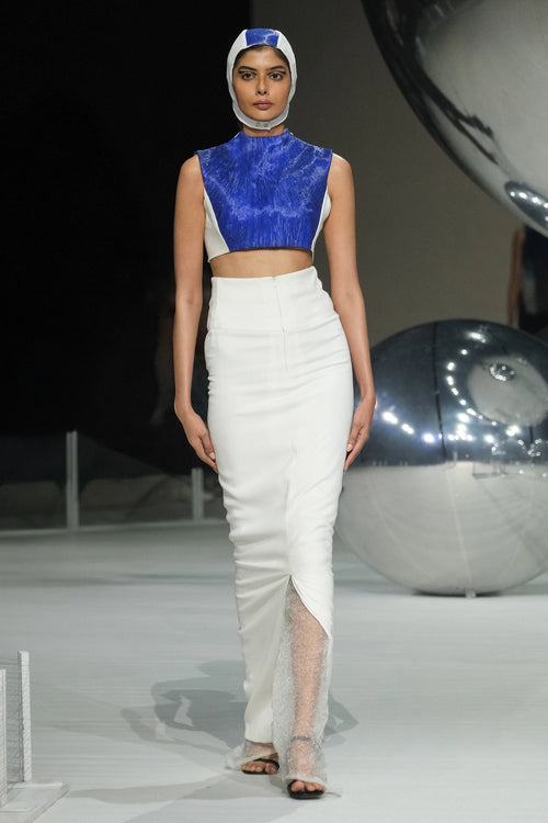 Volt Texture Top And Slit Skirt Set