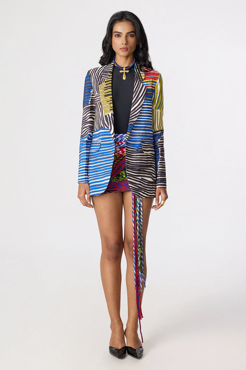 Rebekkah Blazer With Black Juana Bodysuit With Oakley Skirt