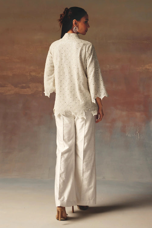 White Jacket with Scallop with Bellbottoms