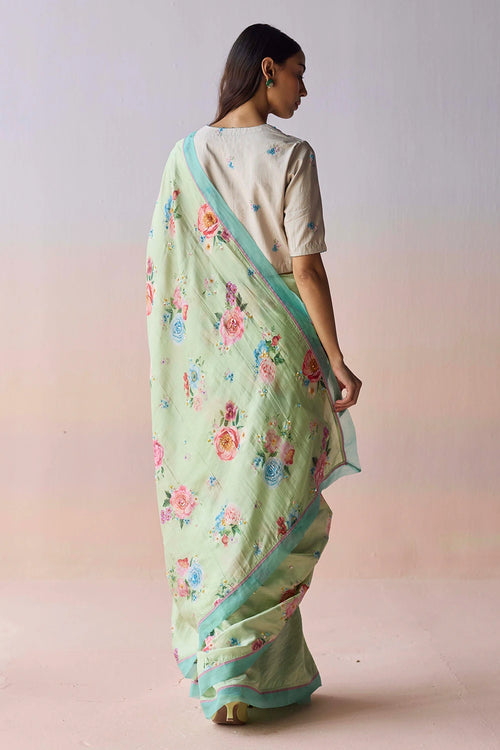 Kindred Petals Green Saree