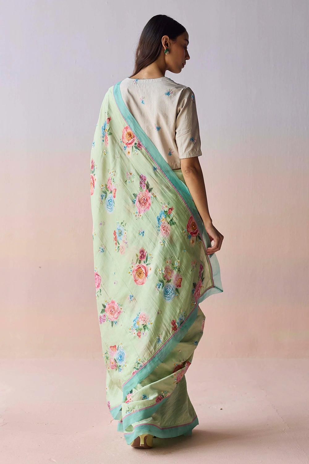 Kindred Petals Green Saree