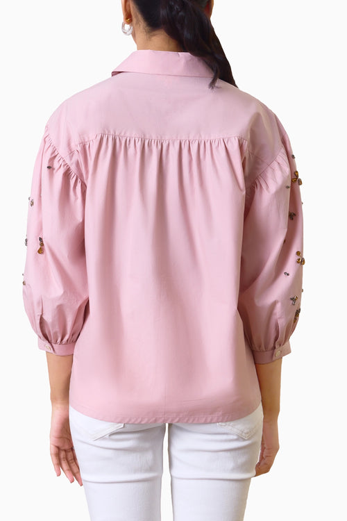 Blush Elegance Embellished Shirt