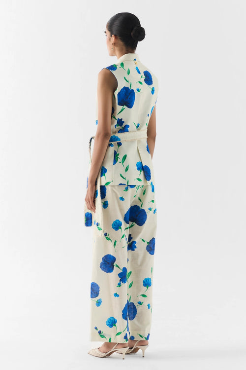 Moss Rose Sleeveless Blazer And Pants Set