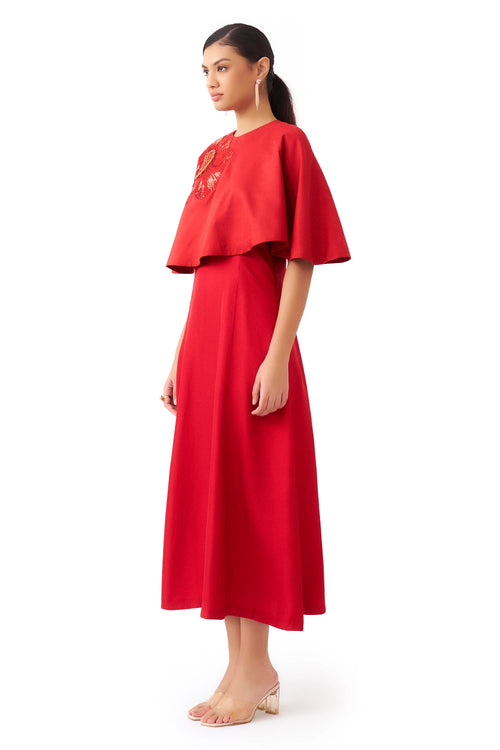 Poppy Rouge Dress with Cape