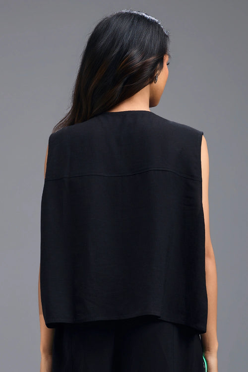 Black Jacket with Neon Piped Geometric Detail