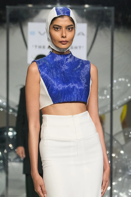 Volt Texture Top And Slit Skirt Set