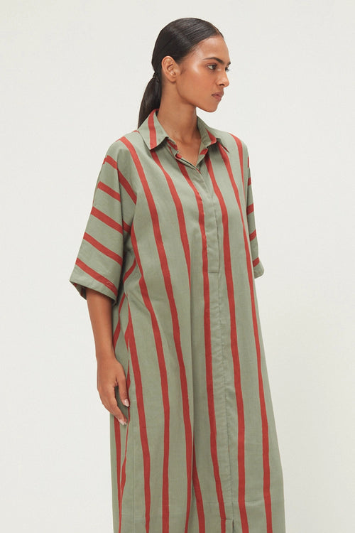 Sage Green Parallel Shirt Dress