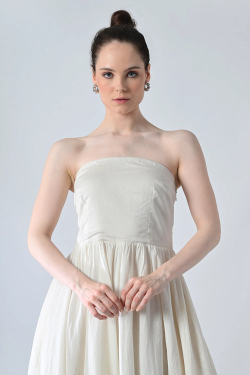 White And Blue Ombre Off Shoulder Dress