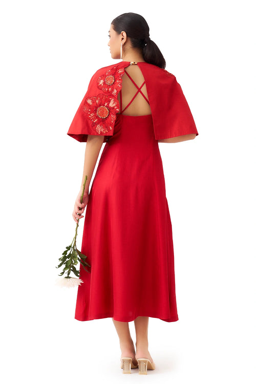 Poppy Rouge Dress with Cape