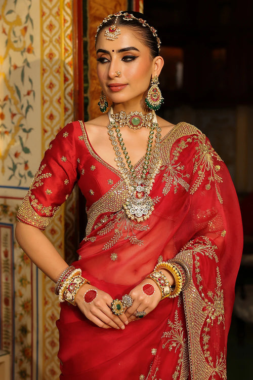 Ahista Red Zardosi Saree Set