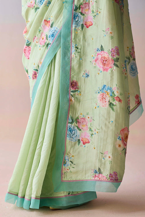 Kindred Petals Green Saree