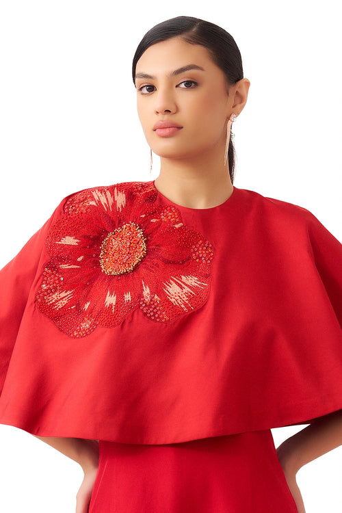 Poppy Rouge Dress with Cape