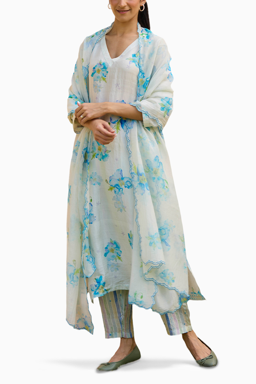 Dawn Poppy Ivory Kurta Set