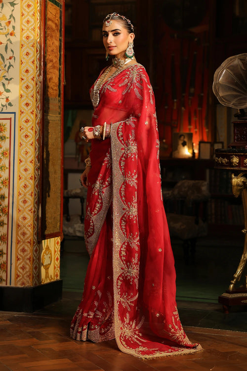 Ahista Red Zardosi Saree Set