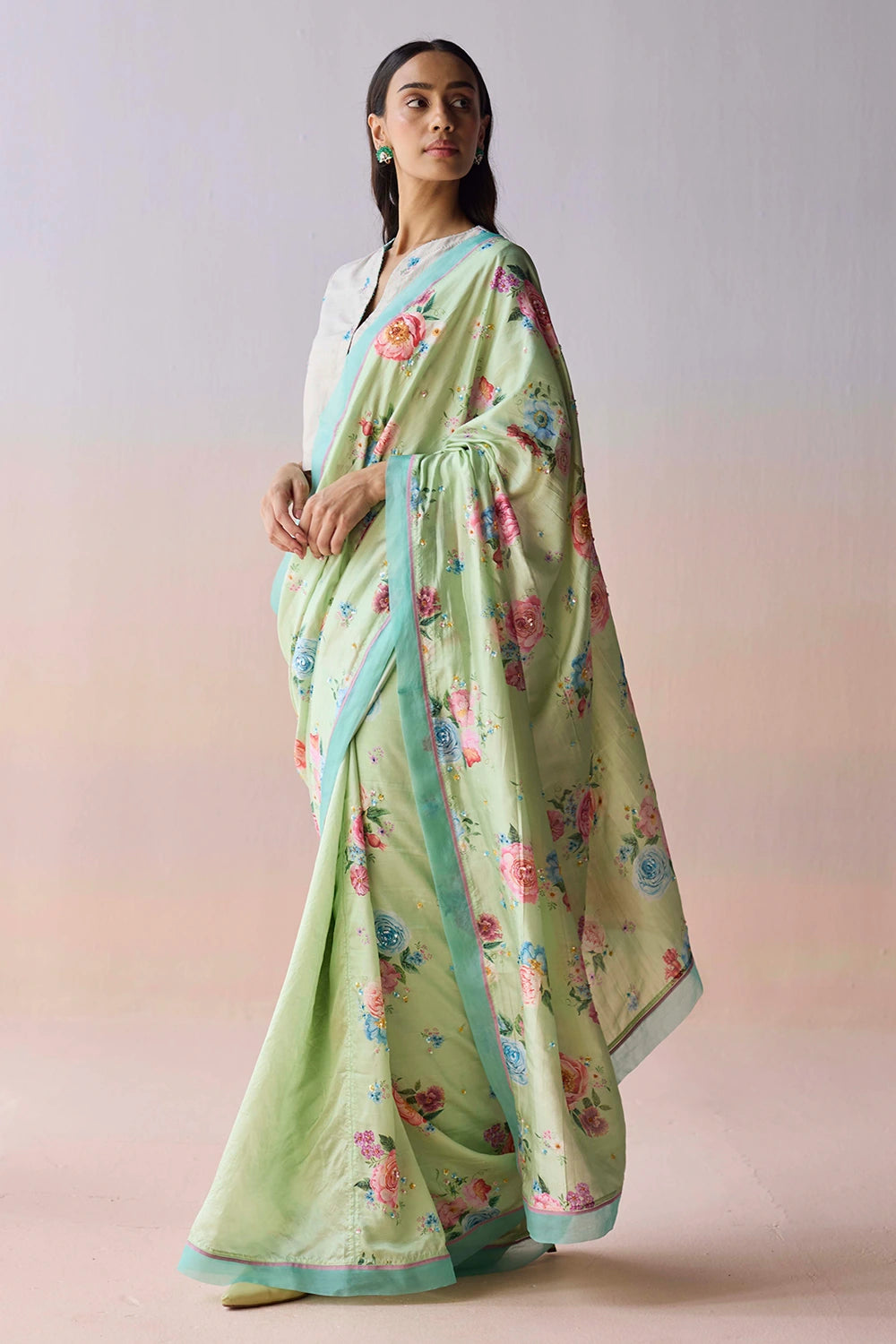 Kindred Petals Green Saree